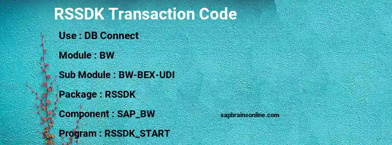 SAP RSSDK transaction code