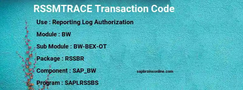 SAP RSSMTRACE transaction code