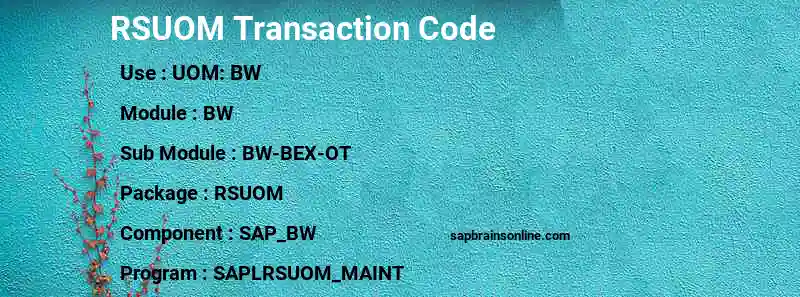 SAP RSUOM transaction code