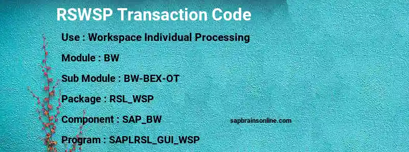 SAP RSWSP transaction code