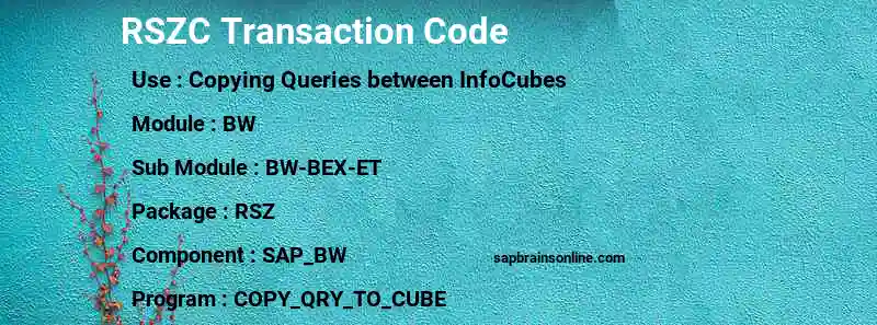 SAP RSZC transaction code