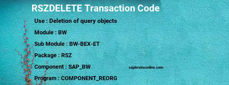SAP RSZDELETE transaction code