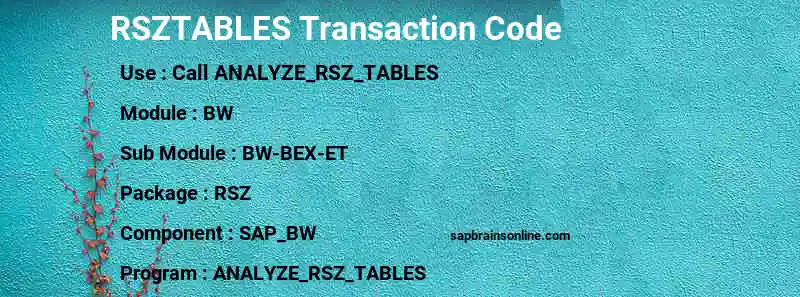 SAP RSZTABLES transaction code