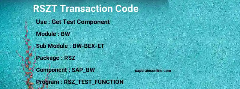 SAP RSZT transaction code