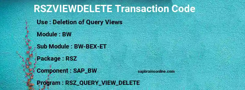 SAP RSZVIEWDELETE transaction code