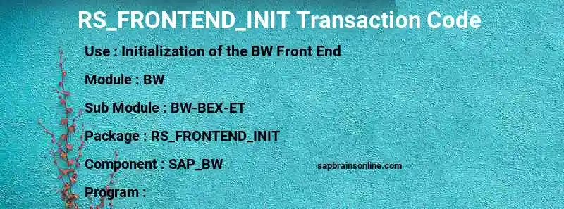 SAP RS_FRONTEND_INIT transaction code