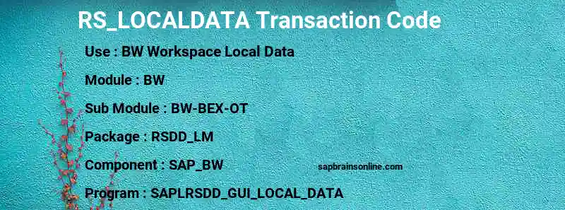 SAP RS_LOCALDATA transaction code