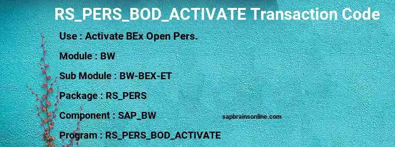 SAP RS_PERS_BOD_ACTIVATE transaction code