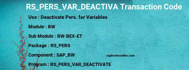 SAP RS_PERS_VAR_DEACTIVA transaction code