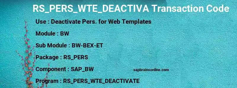 SAP RS_PERS_WTE_DEACTIVA transaction code