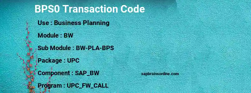 SAP BPS0 transaction code