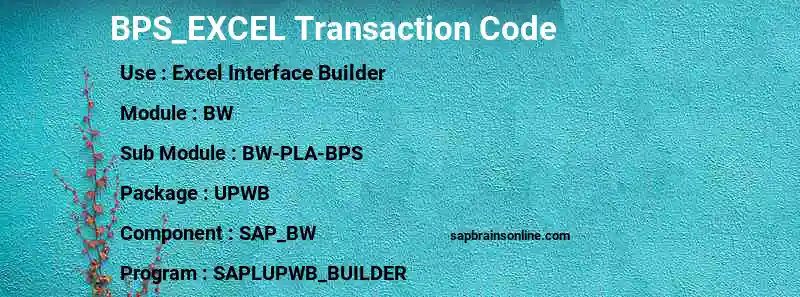 SAP BPS_EXCEL transaction code