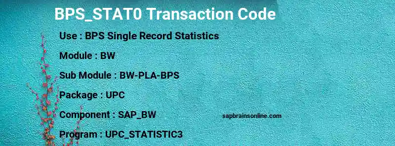 SAP BPS_STAT0 transaction code