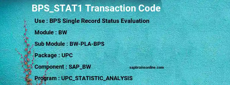 SAP BPS_STAT1 transaction code