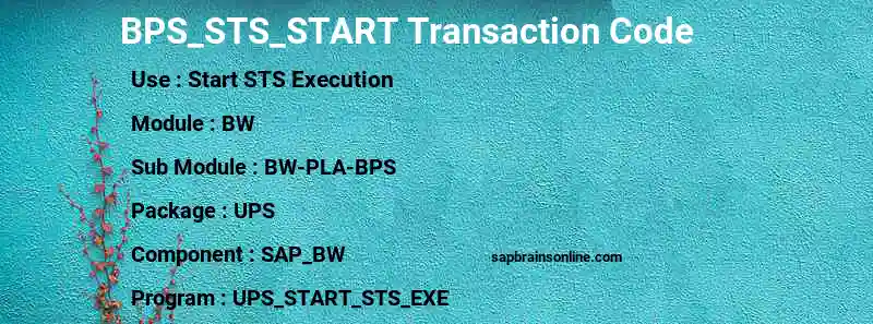 SAP BPS_STS_START transaction code