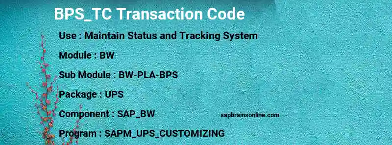 SAP BPS_TC transaction code