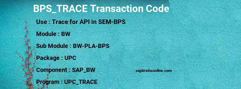 SAP BPS_TRACE transaction code