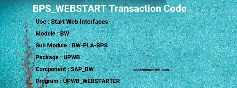 SAP BPS_WEBSTART transaction code
