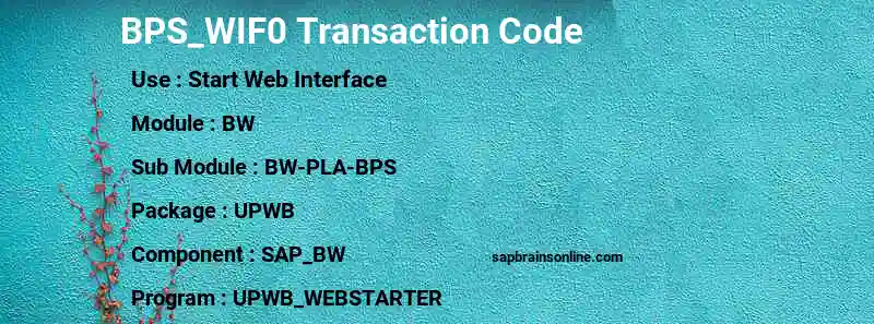 SAP BPS_WIF0 transaction code