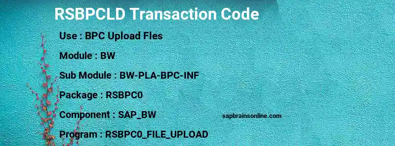 SAP RSBPCLD transaction code