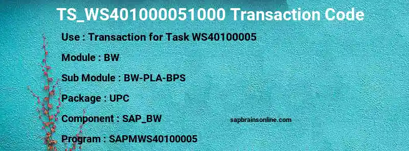 SAP TS_WS401000051000 transaction code