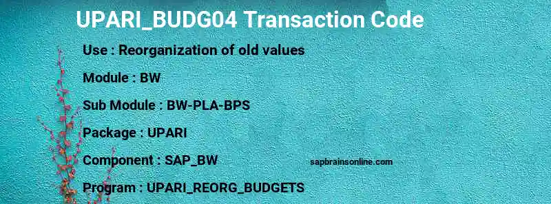 SAP UPARI_BUDG04 transaction code