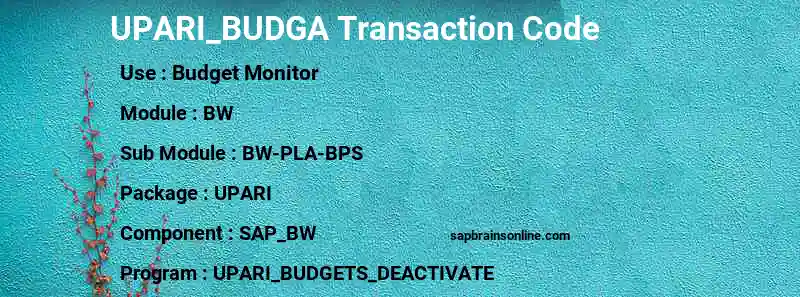 SAP UPARI_BUDGA transaction code