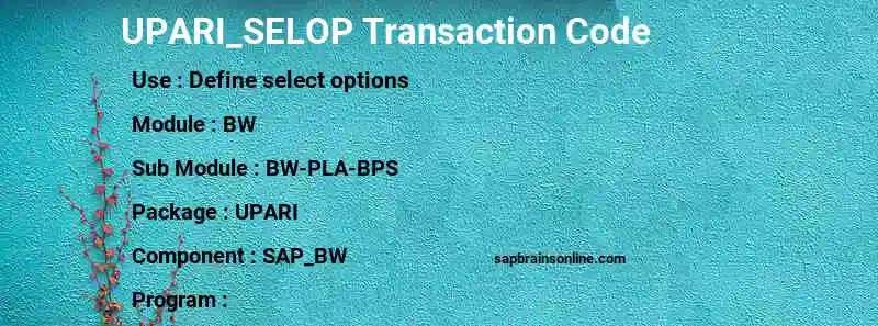 SAP UPARI_SELOP transaction code