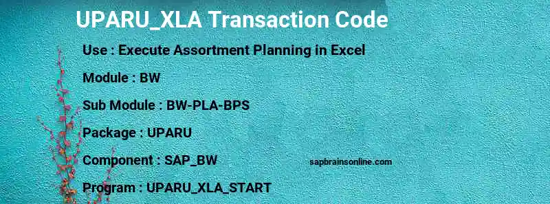 SAP UPARU_XLA transaction code