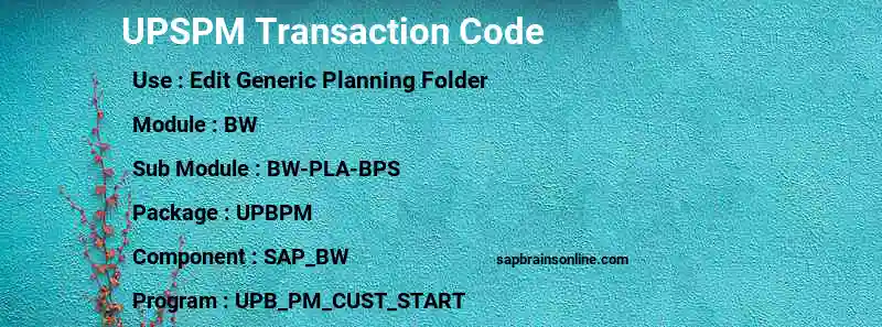 SAP UPSPM transaction code