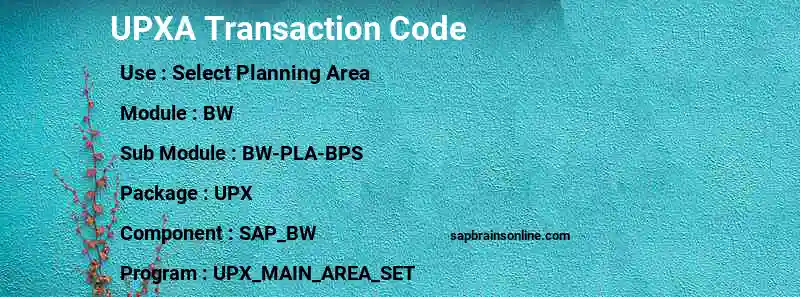 SAP UPXA transaction code