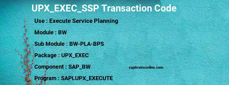 SAP UPX_EXEC_SSP transaction code