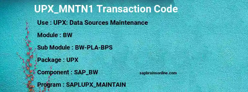 SAP UPX_MNTN1 transaction code