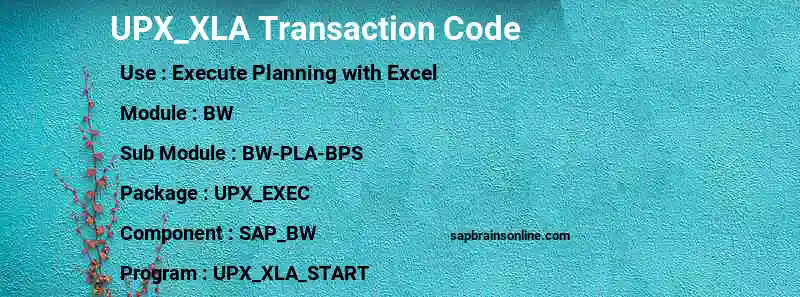 SAP UPX_XLA transaction code