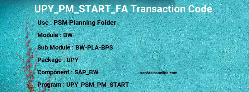 SAP UPY_PM_START_FA transaction code