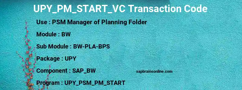 SAP UPY_PM_START_VC transaction code