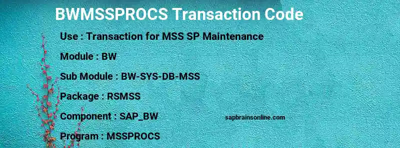 SAP BWMSSPROCS transaction code