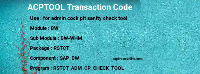 SAP ACPTOOL transaction code