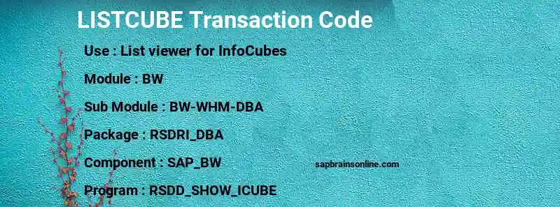 SAP LISTCUBE transaction code