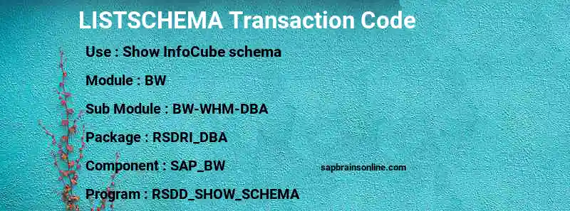 SAP LISTSCHEMA transaction code