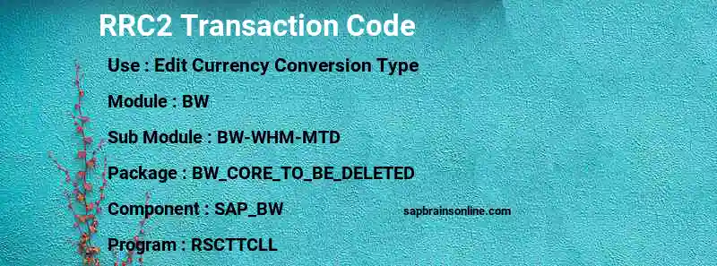 SAP RRC2 transaction code