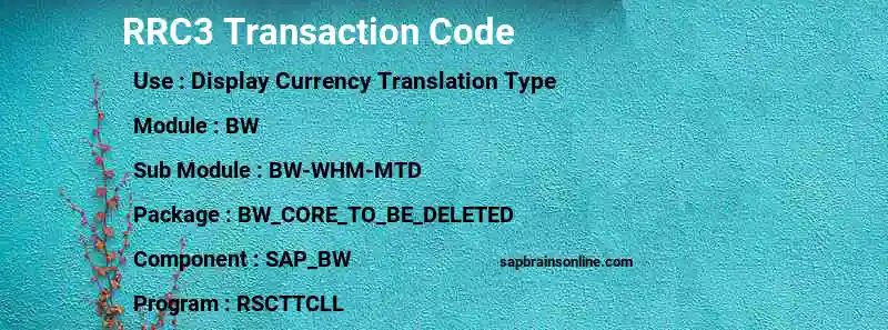 SAP RRC3 transaction code