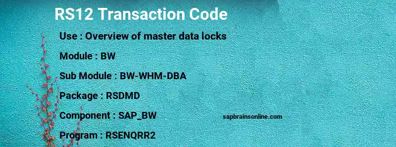 SAP RS12 transaction code