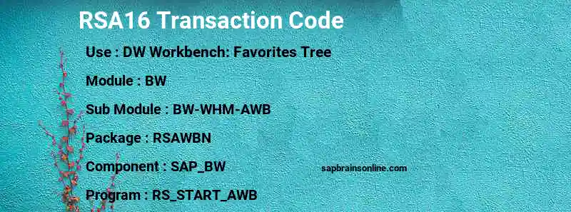 SAP RSA16 transaction code