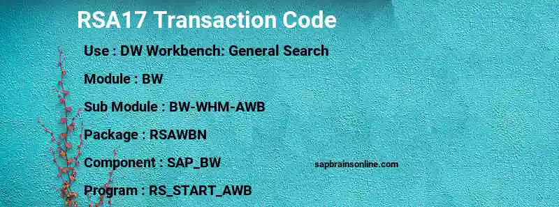 SAP RSA17 transaction code