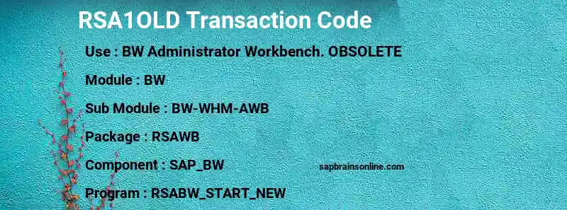 SAP RSA1OLD transaction code