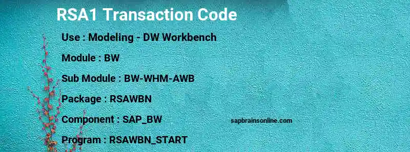 SAP RSA1 transaction code