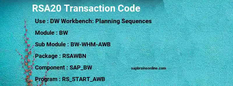 SAP RSA20 transaction code