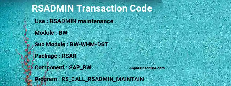 SAP RSADMIN transaction code