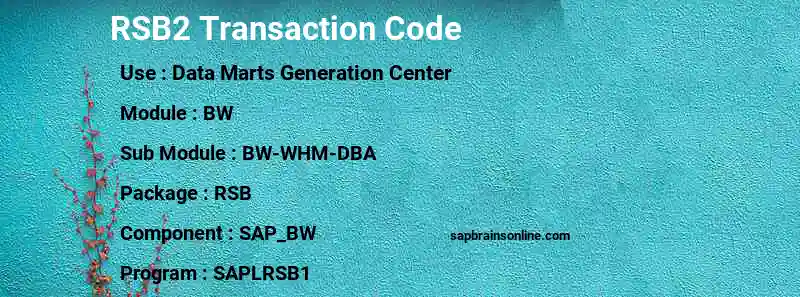 SAP RSB2 transaction code